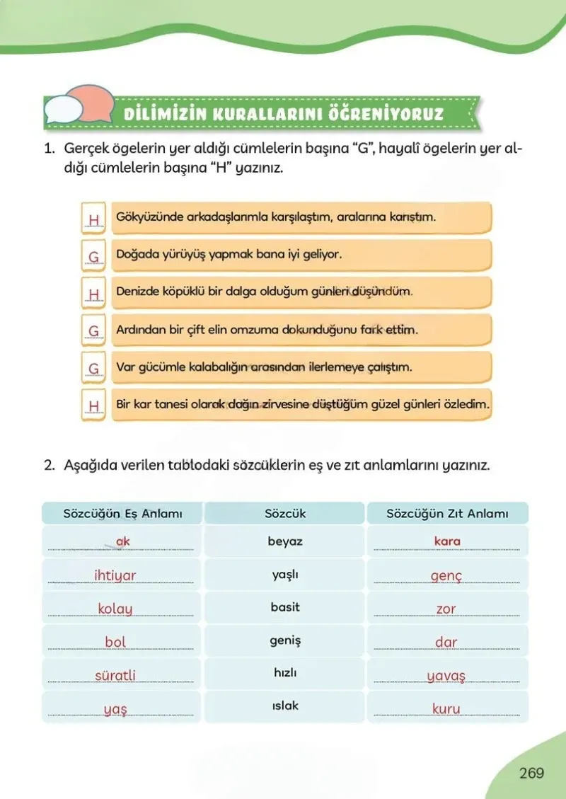 3. Sınıf Türkçe Ders Kitabı Cevapları Meb Yayınları Sayfa 269 Çözüm Görseli