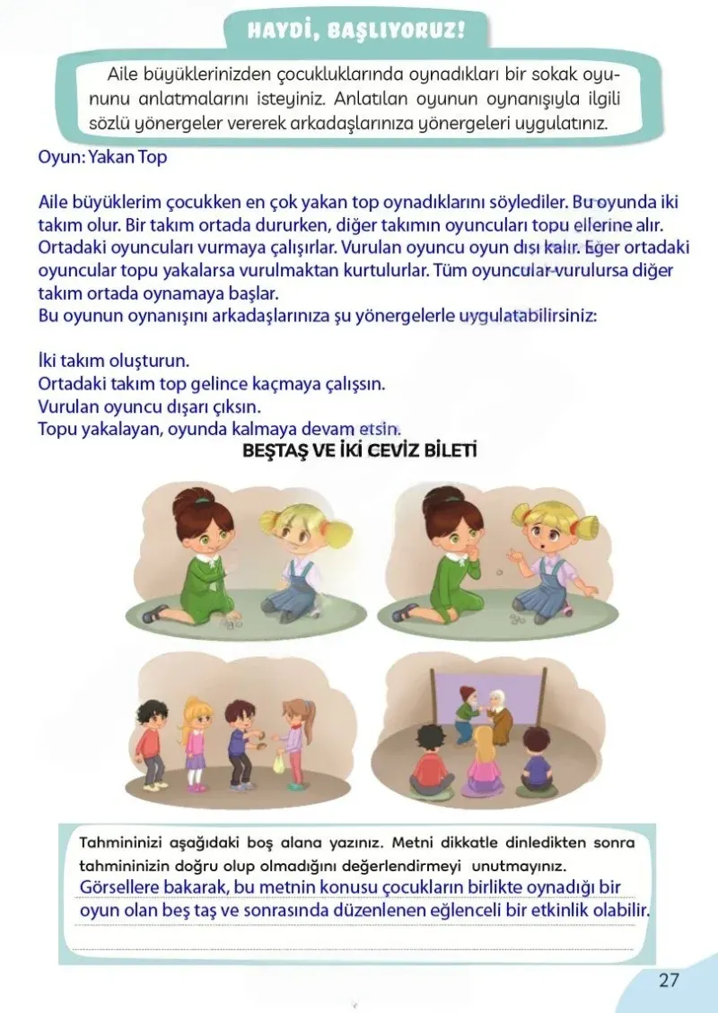 3. Sınıf Türkçe Ders Kitabı Cevapları Meb Yayınları Sayfa 27 Çözüm Görseli