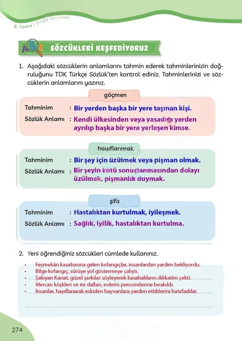 3. Sınıf Türkçe Ders Kitabı Cevapları Meb Yayınları Sayfa 274 Çözüm Görseli