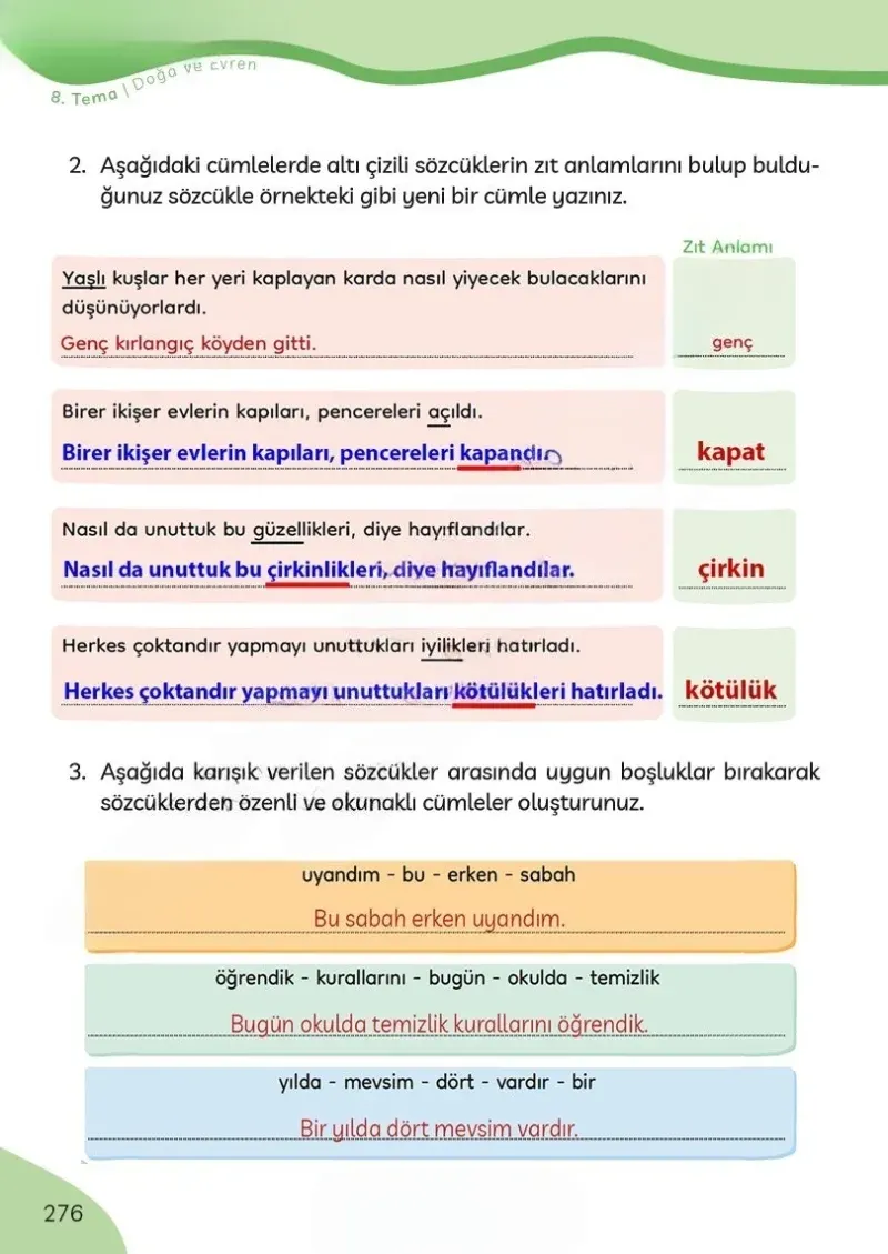 3. Sınıf Türkçe Ders Kitabı Cevapları Meb Yayınları Sayfa 276 Çözüm Görseli