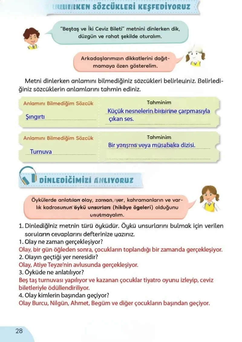 3. Sınıf Türkçe Ders Kitabı Cevapları Meb Yayınları Sayfa 28 Çözüm Görseli