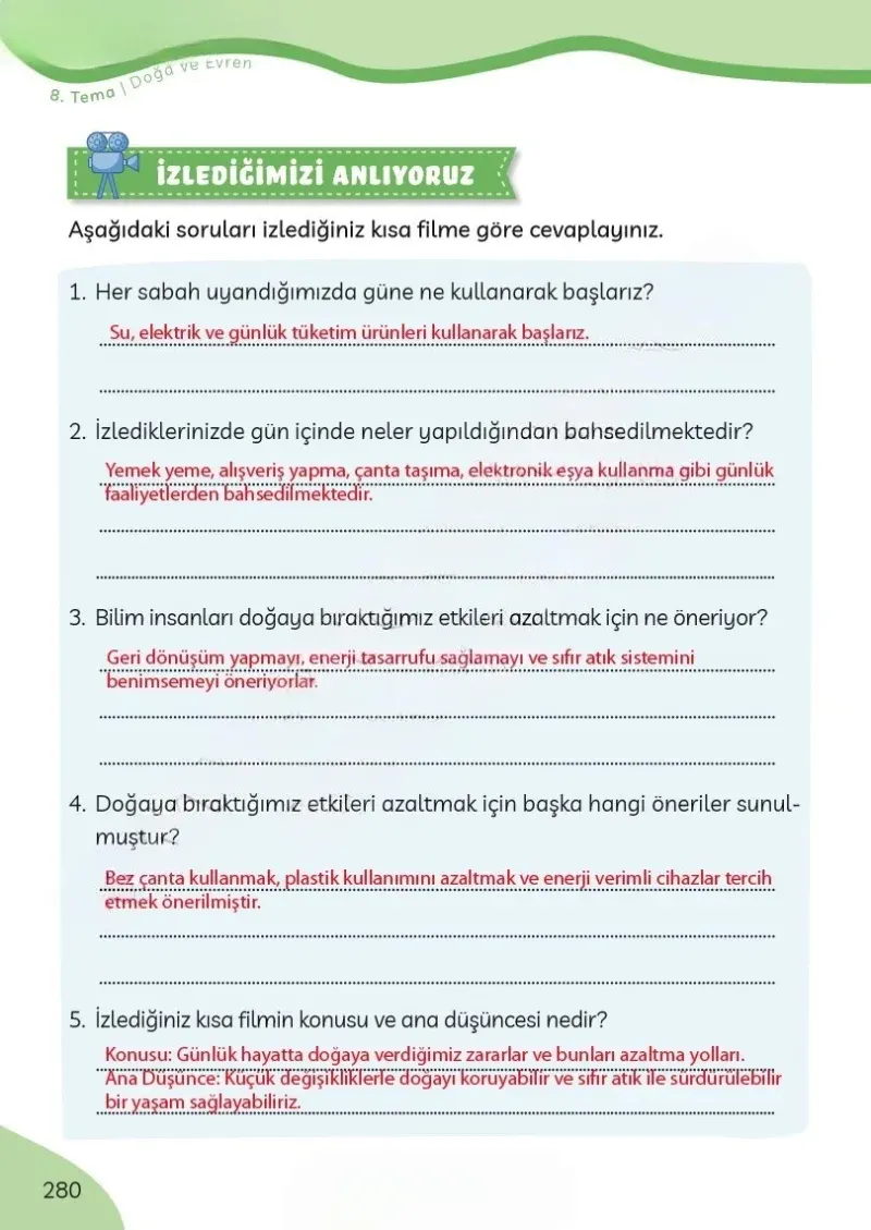 3. Sınıf Türkçe Ders Kitabı Cevapları Meb Yayınları Sayfa 280 Çözüm Görseli