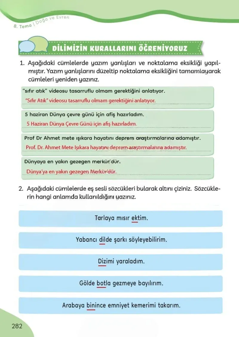3. Sınıf Türkçe Ders Kitabı Cevapları Meb Yayınları Sayfa 282 Çözüm Görseli