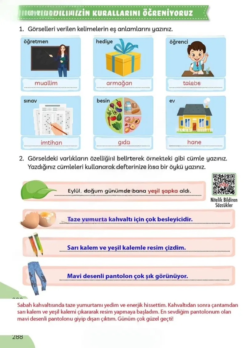 3. Sınıf Türkçe Ders Kitabı Cevapları Meb Yayınları Sayfa 288 Çözüm Görseli