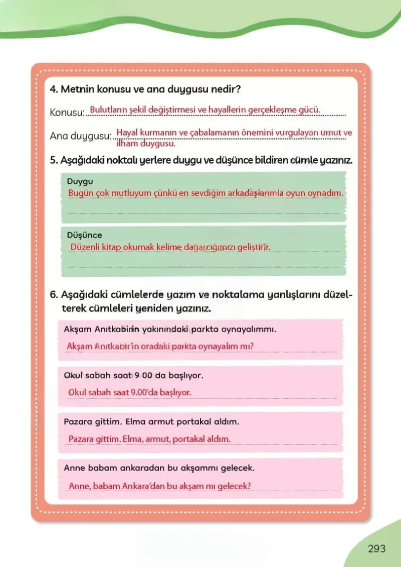 3. Sınıf Türkçe Ders Kitabı Cevapları Meb Yayınları Sayfa 293 Çözüm Görseli