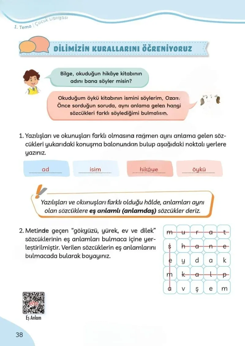 3. Sınıf Türkçe Ders Kitabı Cevapları Meb Yayınları Sayfa 38 Çözüm Görseli