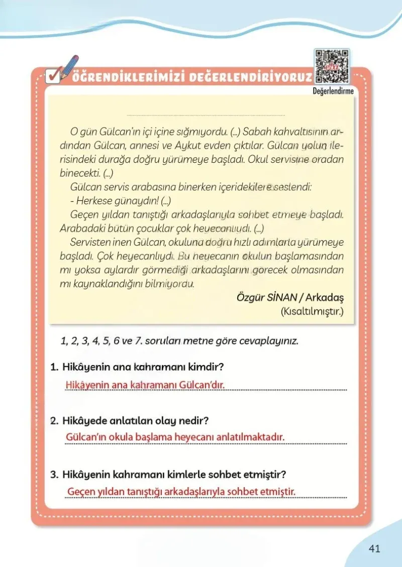 3. Sınıf Türkçe Ders Kitabı Cevapları Meb Yayınları Sayfa 41 Çözüm Görseli