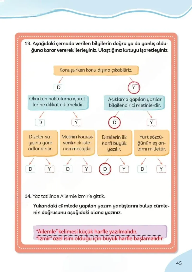 3. Sınıf Türkçe Ders Kitabı Cevapları Meb Yayınları Sayfa 45 Çözüm Görseli