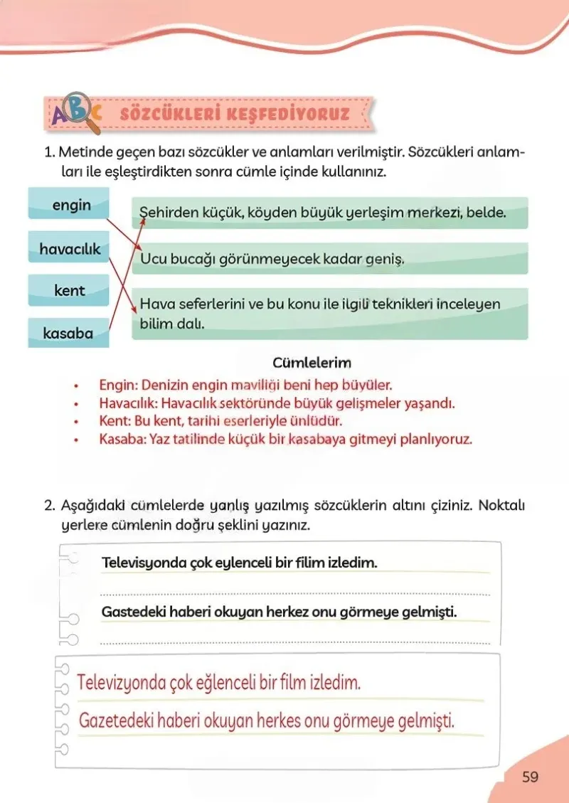 3. Sınıf Türkçe Ders Kitabı Cevapları Meb Yayınları Sayfa 59 Çözüm Görseli
