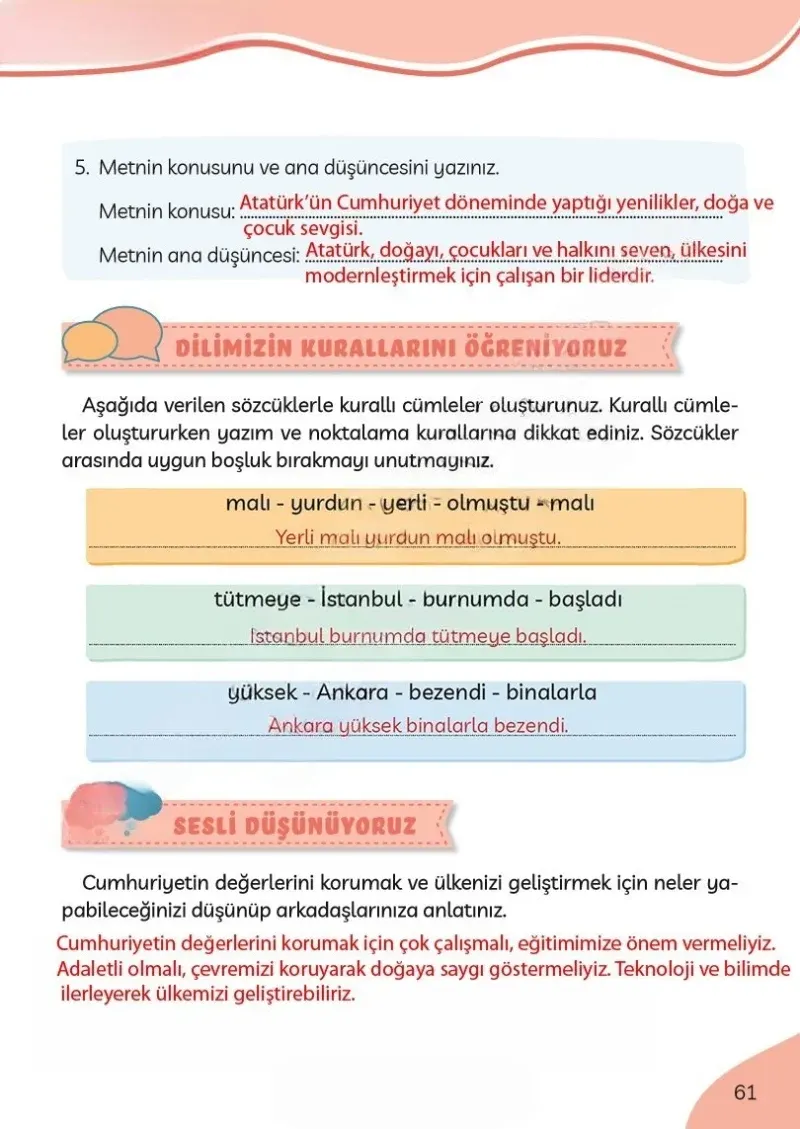 3. Sınıf Türkçe Ders Kitabı Cevapları Meb Yayınları Sayfa 61 Çözüm Görseli
