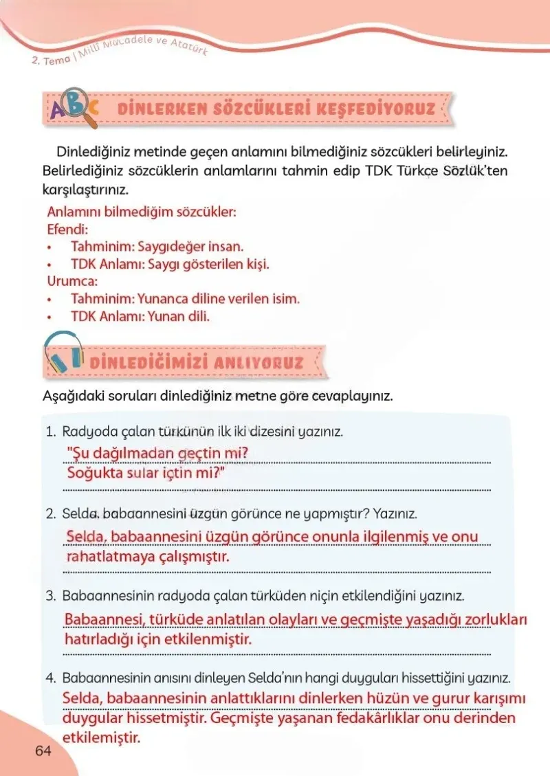 3. Sınıf Türkçe Ders Kitabı Cevapları Meb Yayınları Sayfa 64 Çözüm Görseli