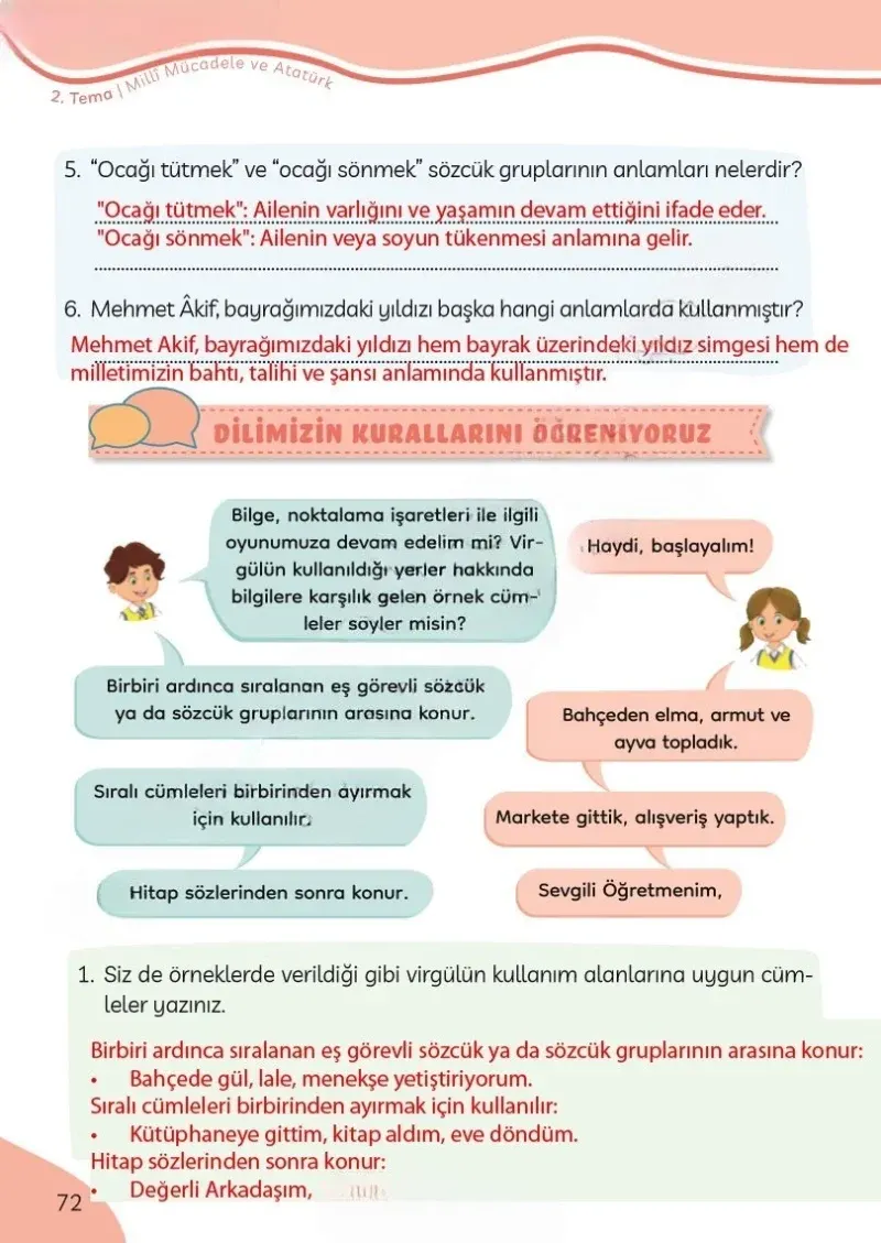 3. Sınıf Türkçe Ders Kitabı Cevapları Meb Yayınları Sayfa 72 Çözüm Görseli