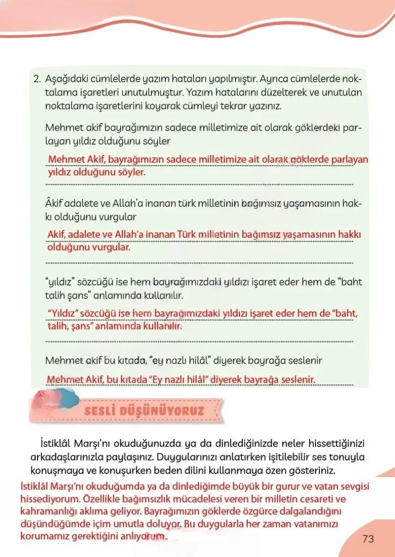 3. Sınıf Türkçe Ders Kitabı Cevapları Meb Yayınları Sayfa 73 Çözüm Görseli