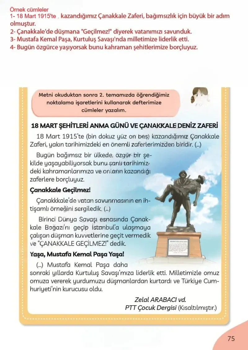3. Sınıf Türkçe Ders Kitabı Cevapları Meb Yayınları Sayfa 75 Çözüm Görseli