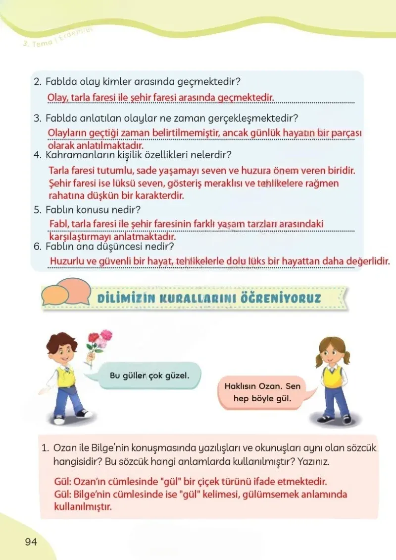 3. Sınıf Türkçe Ders Kitabı Cevapları Meb Yayınları Sayfa 94 Çözüm Görseli