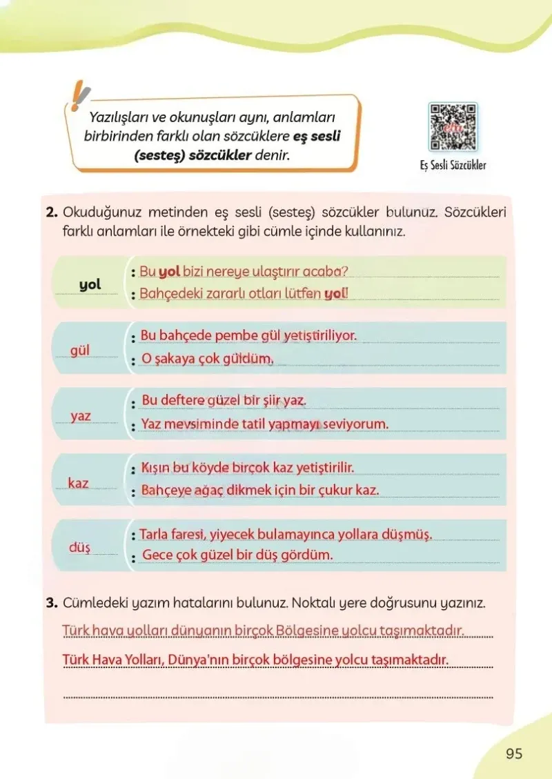 3. Sınıf Türkçe Ders Kitabı Cevapları Meb Yayınları Sayfa 95 Çözüm Görseli