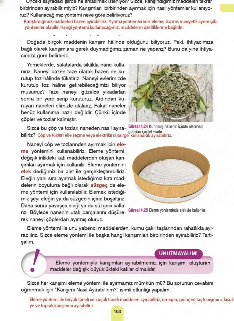 4. Sınıf Fen Bilimleri Ders Kitabı Cevapları Sözcü Yayınları Sayfa 103 Çözüm Görseli