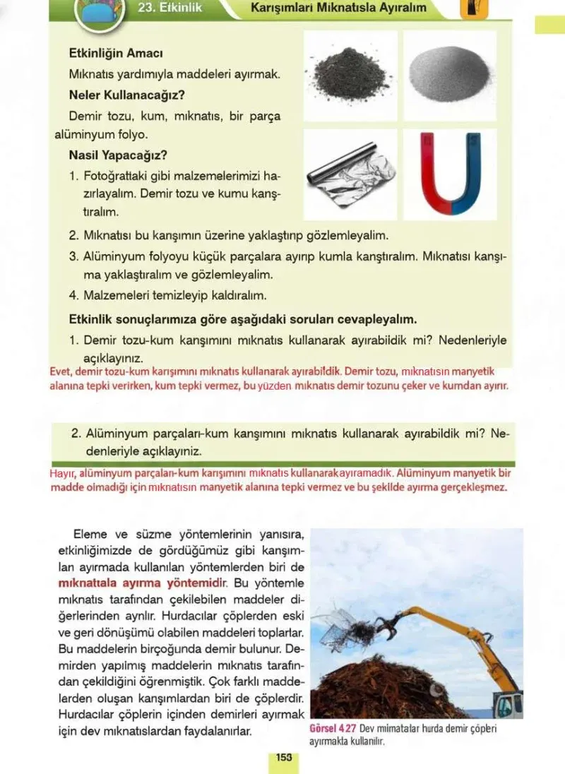 4. Sınıf Fen Bilimleri Ders Kitabı Cevapları Sözcü Yayınları Sayfa 105 Çözüm Görseli