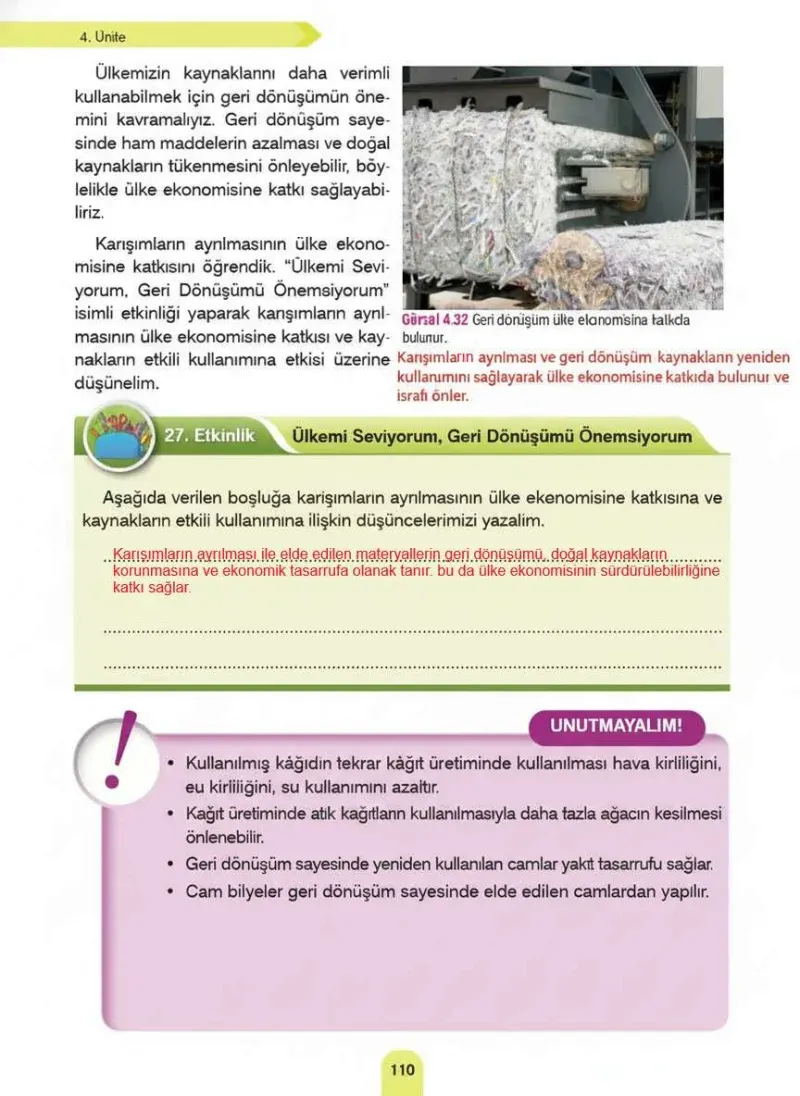 4. Sınıf Fen Bilimleri Ders Kitabı Cevapları Sözcü Yayınları Sayfa 110 Çözüm Görseli