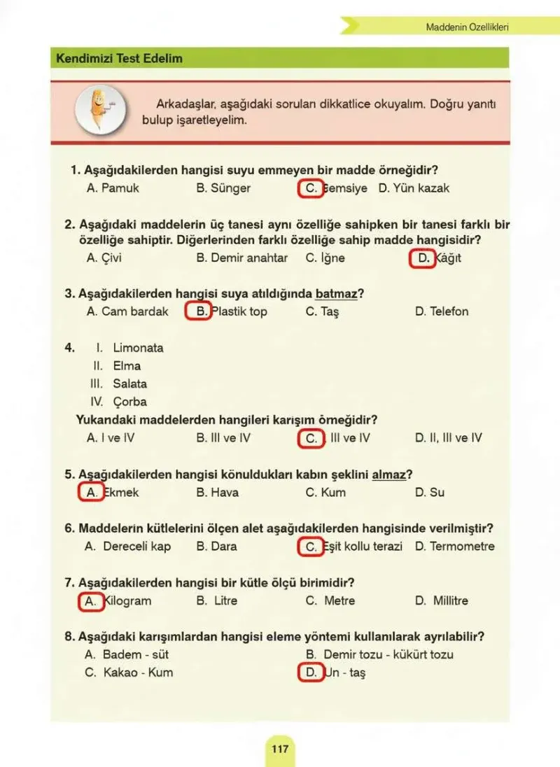4. Sınıf Fen Bilimleri Ders Kitabı Cevapları Sözcü Yayınları Sayfa 117 Çözüm Görseli