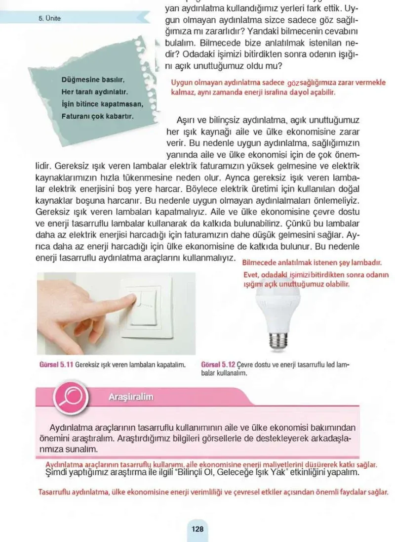 4. Sınıf Fen Bilimleri Ders Kitabı Cevapları Sözcü Yayınları Sayfa 128 Çözüm Görseli