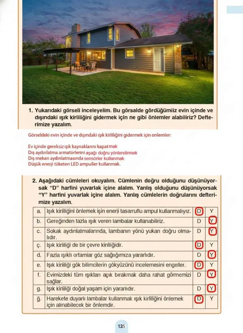 4. Sınıf Fen Bilimleri Ders Kitabı Cevapları Sözcü Yayınları Sayfa 135 Çözüm Görseli