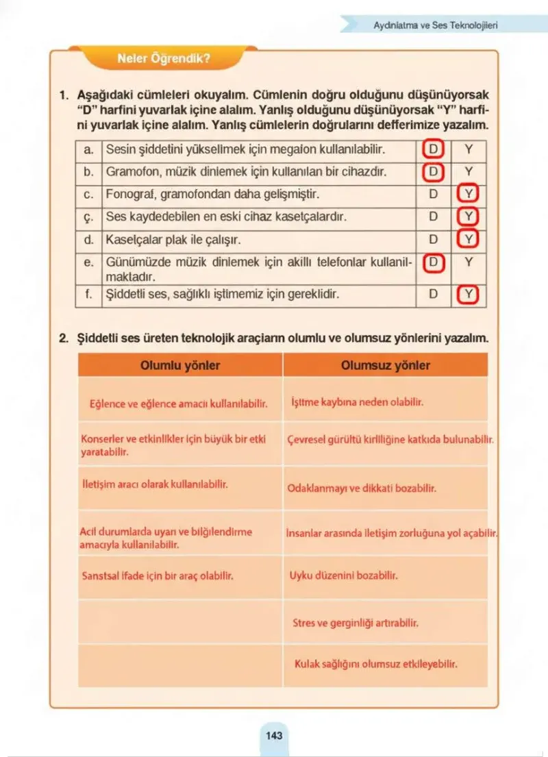 4. Sınıf Fen Bilimleri Ders Kitabı Cevapları Sözcü Yayınları Sayfa 143 Çözüm Görseli