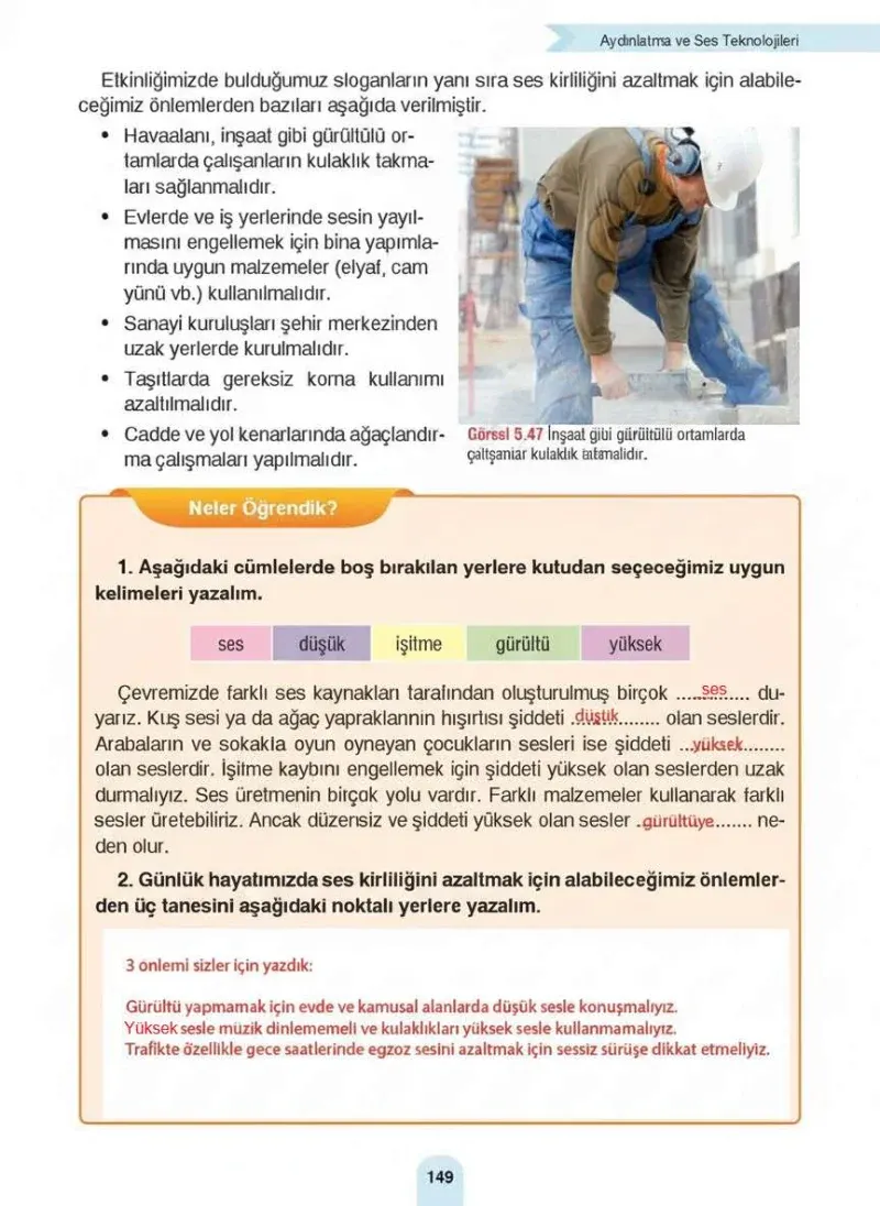 4. Sınıf Fen Bilimleri Ders Kitabı Cevapları Sözcü Yayınları Sayfa 149 Çözüm Görseli