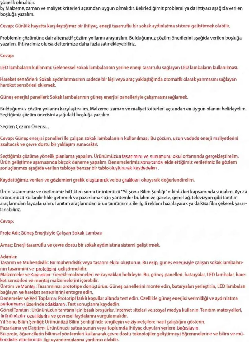 4. Sınıf Fen Bilimleri Ders Kitabı Cevapları Sözcü Yayınları Sayfa 150 Çözüm Görseli