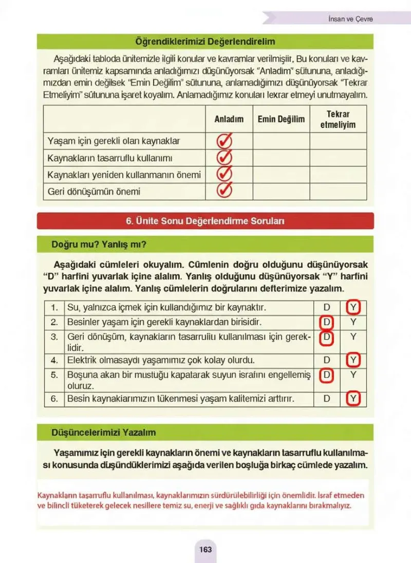 4. Sınıf Fen Bilimleri Ders Kitabı Cevapları Sözcü Yayınları Sayfa 163 Çözüm Görseli