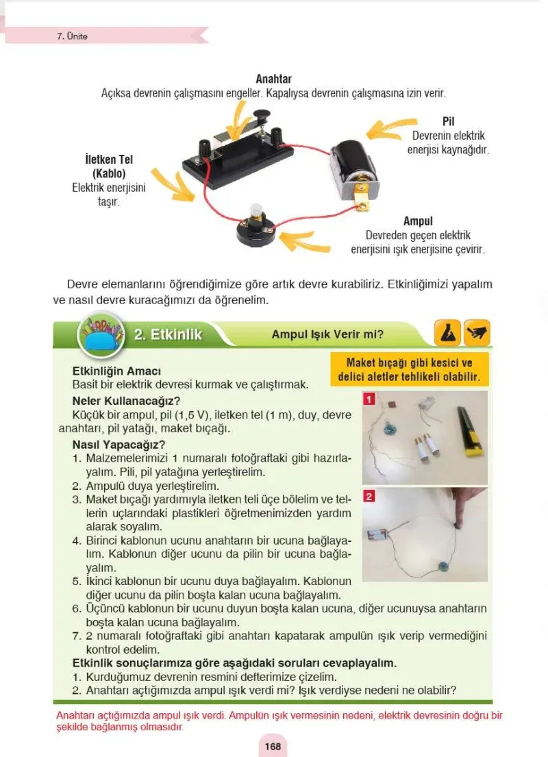 4. Sınıf Fen Bilimleri Ders Kitabı Cevapları Sözcü Yayınları Sayfa 168 Çözüm Görseli