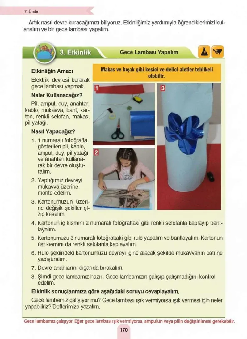 4. Sınıf Fen Bilimleri Ders Kitabı Cevapları Sözcü Yayınları Sayfa 170 Çözüm Görseli