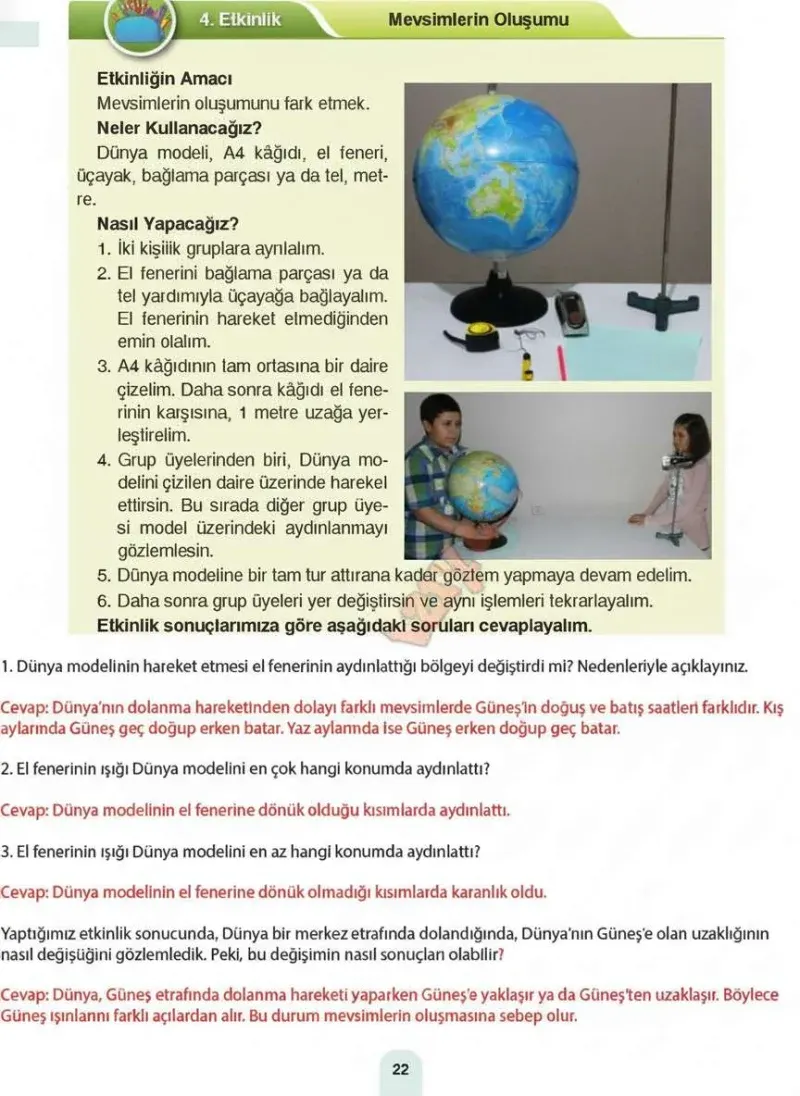 4. Sınıf Fen Bilimleri Ders Kitabı Cevapları Sözcü Yayınları Sayfa 22 Çözüm Görseli