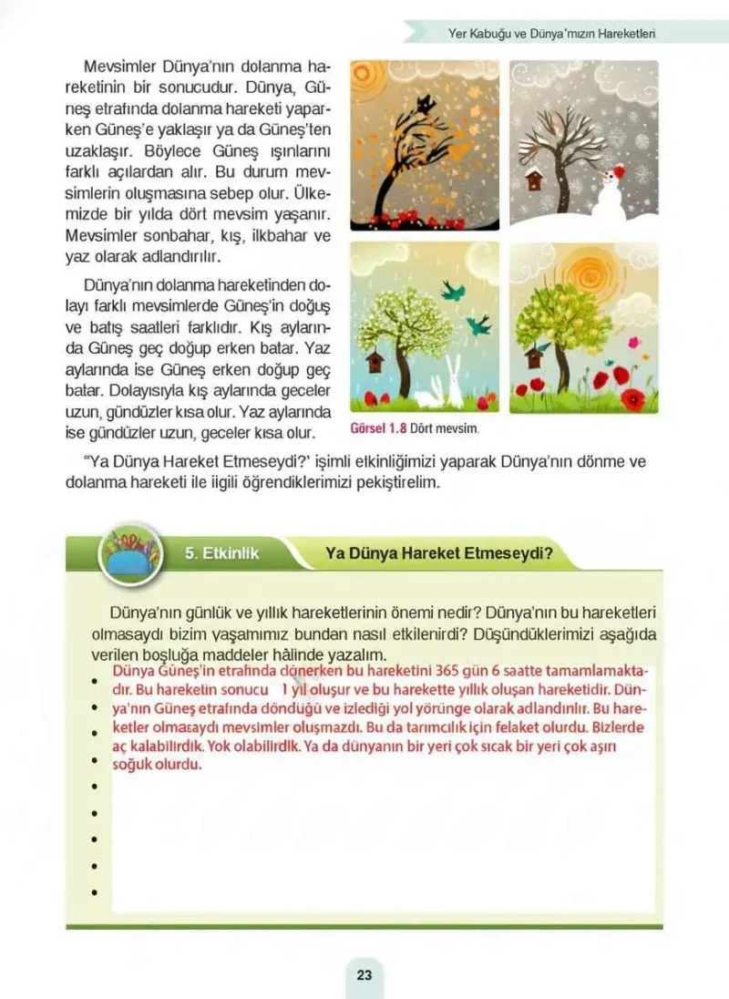 4. Sınıf Fen Bilimleri Ders Kitabı Cevapları Sözcü Yayınları Sayfa 23 Çözüm Görseli