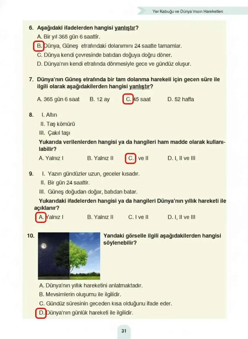 4. Sınıf Fen Bilimleri Ders Kitabı Cevapları Sözcü Yayınları Sayfa 31 Çözüm Görseli