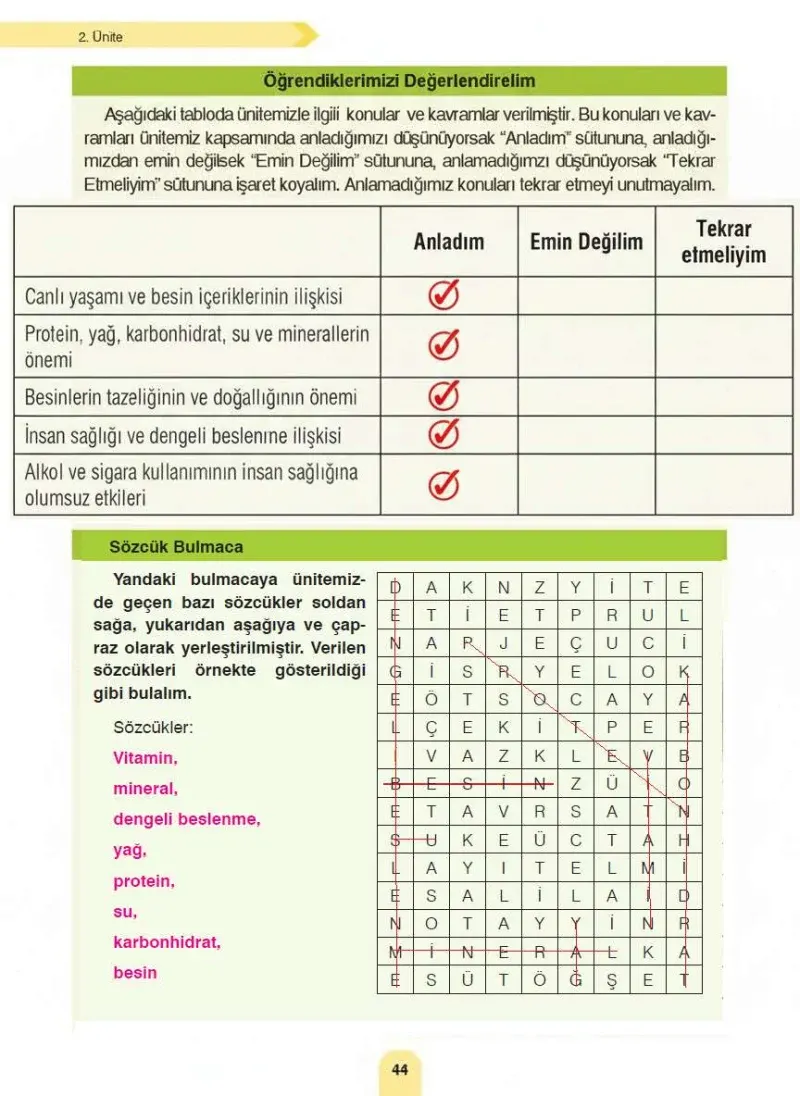 4. Sınıf Fen Bilimleri Ders Kitabı Cevapları Sözcü Yayınları Sayfa 44 Çözüm Görseli