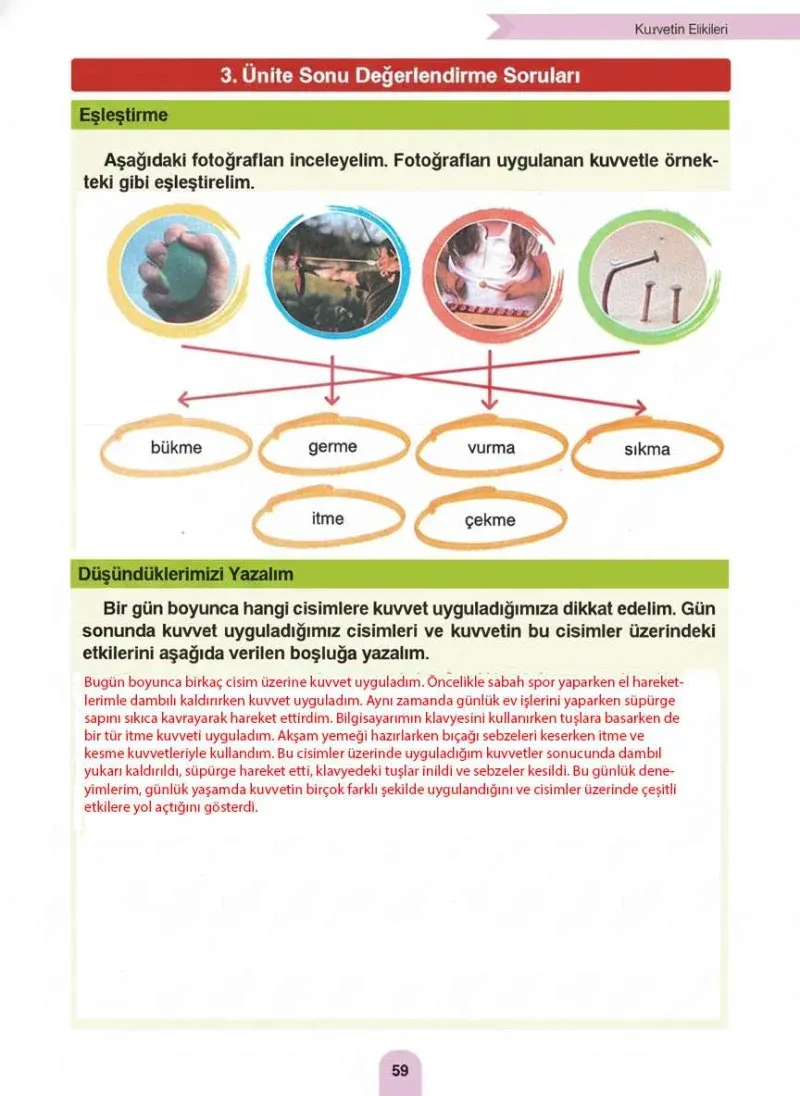 4. Sınıf Fen Bilimleri Ders Kitabı Cevapları Sözcü Yayınları Sayfa 59 Çözüm Görseli