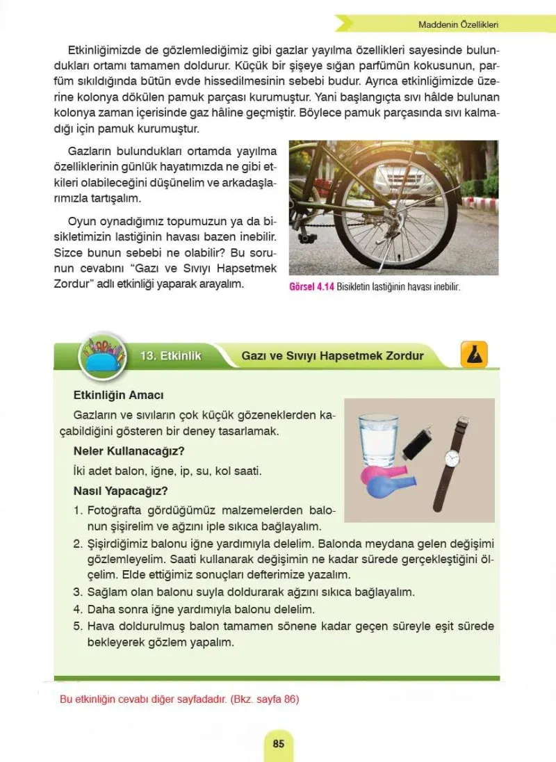 4. Sınıf Fen Bilimleri Ders Kitabı Cevapları Sözcü Yayınları Sayfa 85 Çözüm Görseli