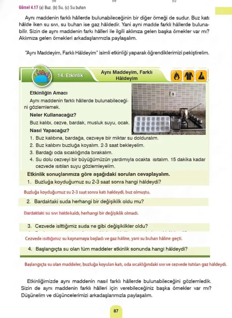 4. Sınıf Fen Bilimleri Ders Kitabı Cevapları Sözcü Yayınları Sayfa 87 Çözüm Görseli
