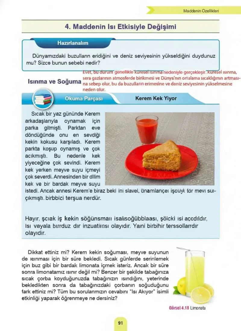 4. Sınıf Fen Bilimleri Ders Kitabı Cevapları Sözcü Yayınları Sayfa 91 Çözüm Görseli