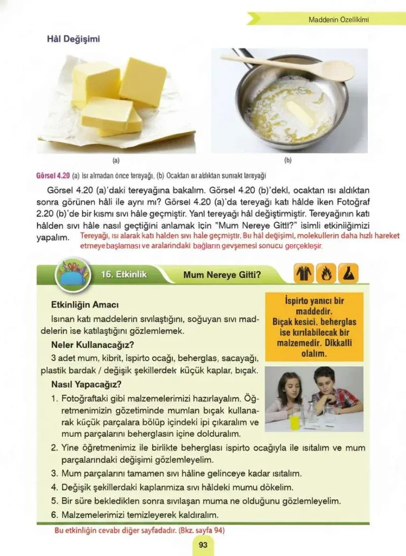 4. Sınıf Fen Bilimleri Ders Kitabı Cevapları Sözcü Yayınları Sayfa 93 Çözüm Görseli