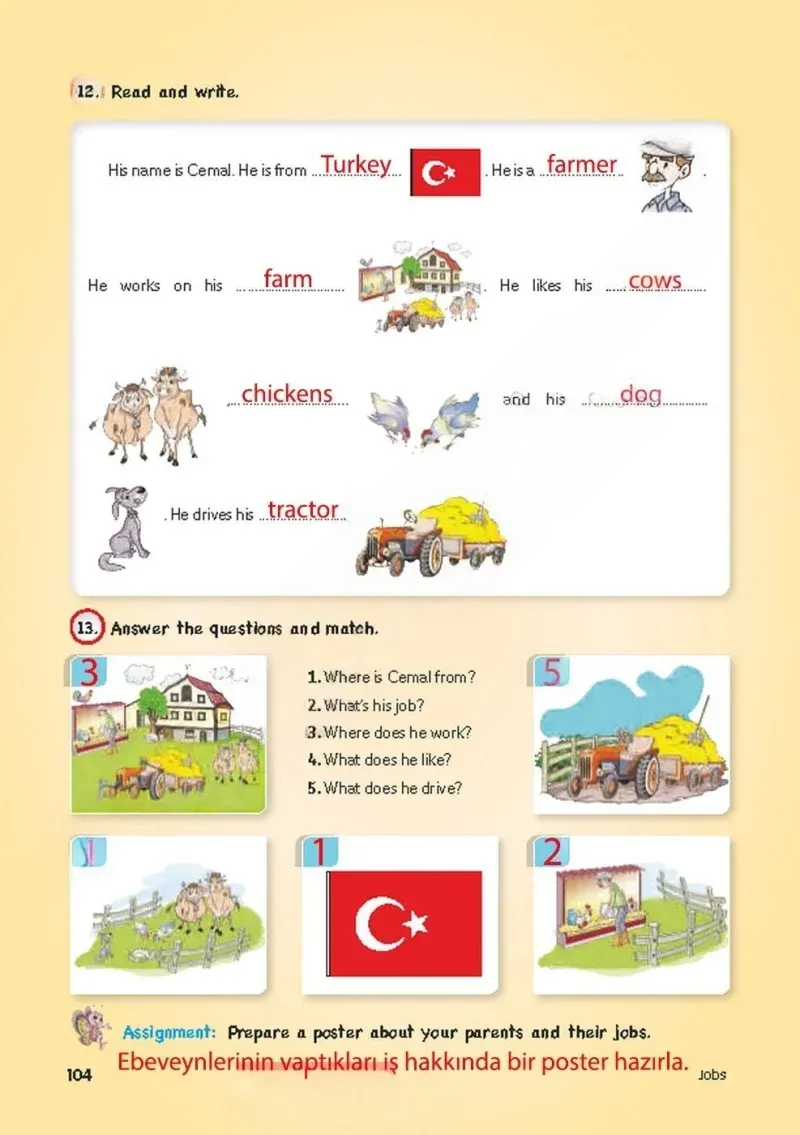 4. Sınıf İngilizce Ders Kitabı Cevapları Cem Yayınları Sayfa 104 Çözüm Görseli