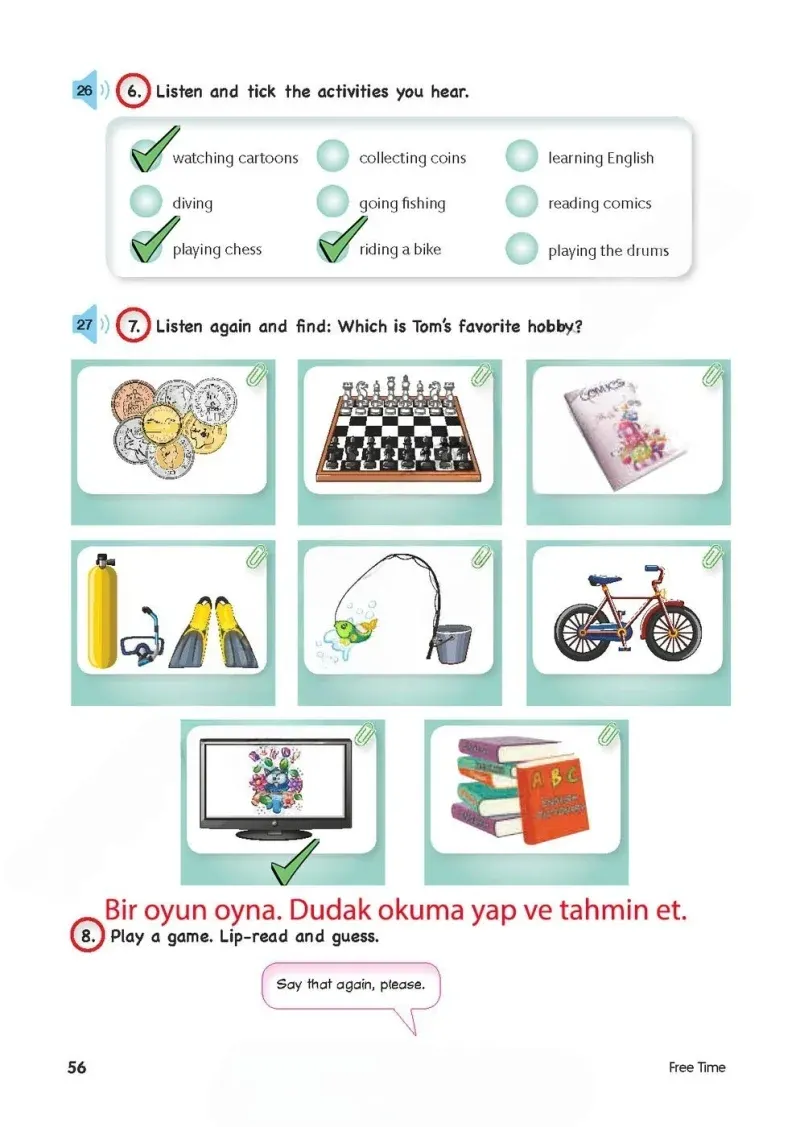 4. Sınıf İngilizce Ders Kitabı Cevapları Cem Yayınları Sayfa 56 Çözüm Görseli