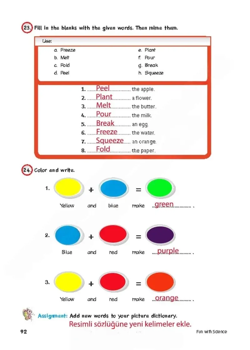 4. Sınıf İngilizce Ders Kitabı Cevapları Cem Yayınları Sayfa 92 Çözüm Görseli