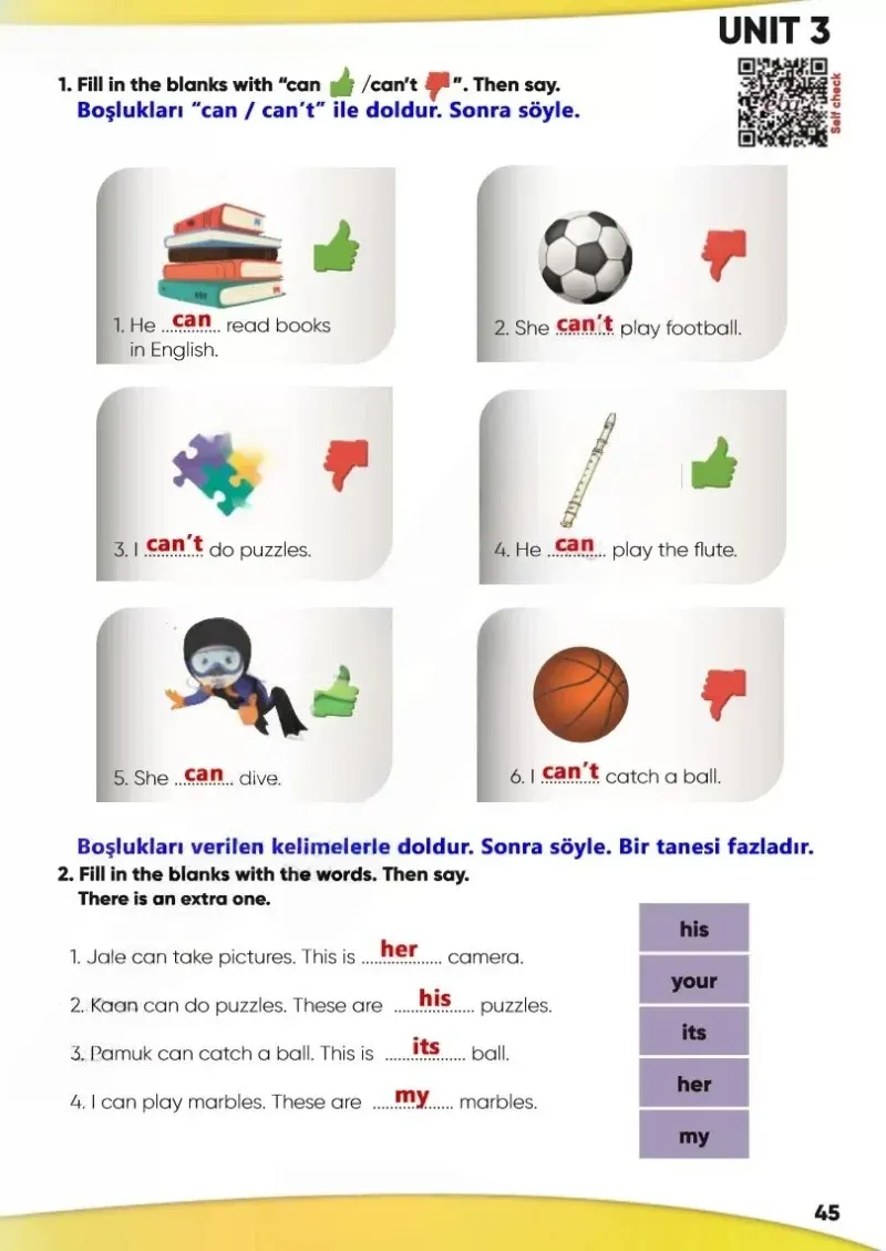 4. Sınıf İngilizce Ders Kitabı Cevapları Meb Yayınları Sayfa 45 Çözüm Görseli