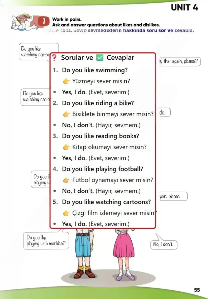4. Sınıf İngilizce Ders Kitabı Cevapları Meb Yayınları Sayfa 55 Çözüm Görseli