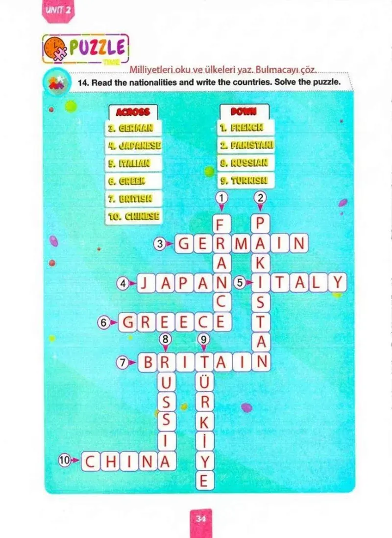 4. Sınıf İngilizce Ders Kitabı Cevapları Pasifik Yayınları Sayfa 34 Çözüm Görseli