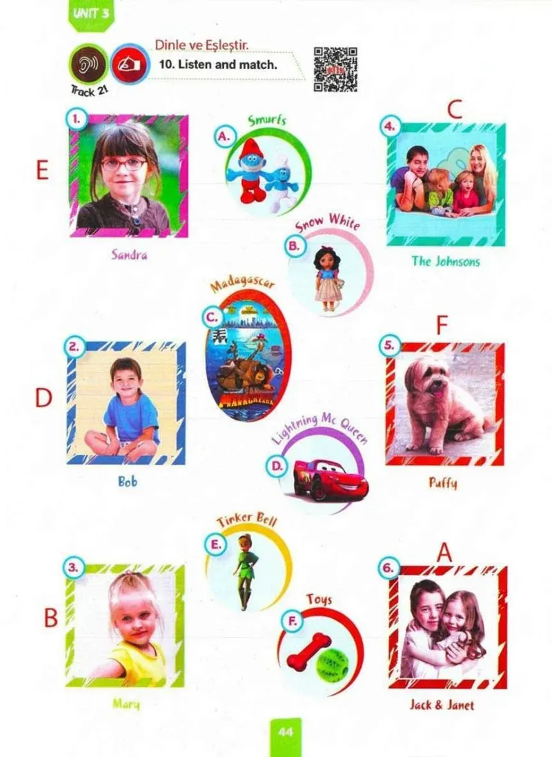 4. Sınıf İngilizce Ders Kitabı Cevapları Pasifik Yayınları Sayfa 44 Çözüm Görseli