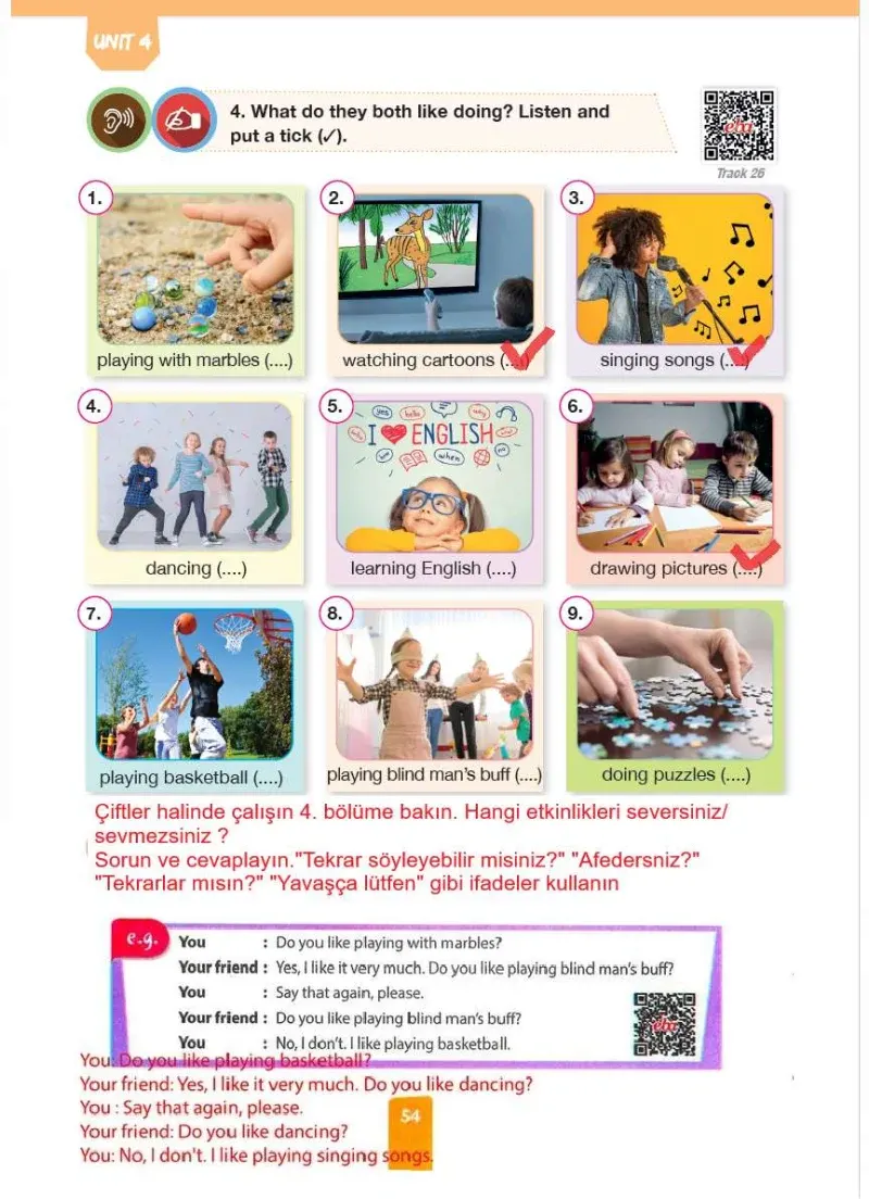 4. Sınıf İngilizce Ders Kitabı Cevapları Pasifik Yayınları Sayfa 54 Çözüm Görseli