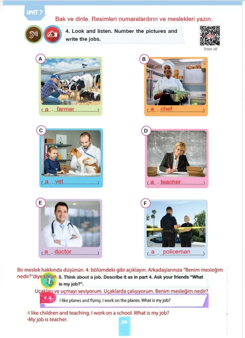4. Sınıf İngilizce Ders Kitabı Cevapları Pasifik Yayınları Sayfa 96 Çözüm Görseli